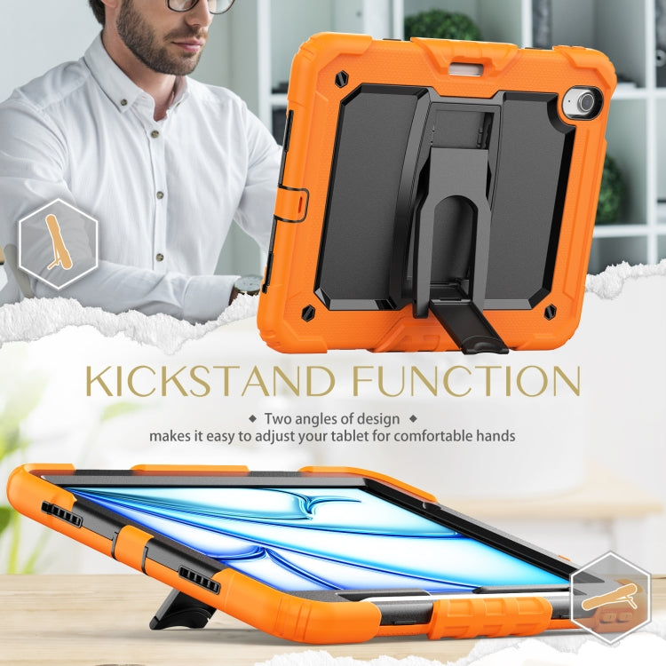 For iPad Air 11 2024 Silicone Hydric PC Tablet Case with Shoulder Strap & Holder(Orange) - iPad Air 11 2024 Cases by PMC TechLife | Online Shopping South Africa | PMC TechLife | Buy Now Pay Later Mobicred