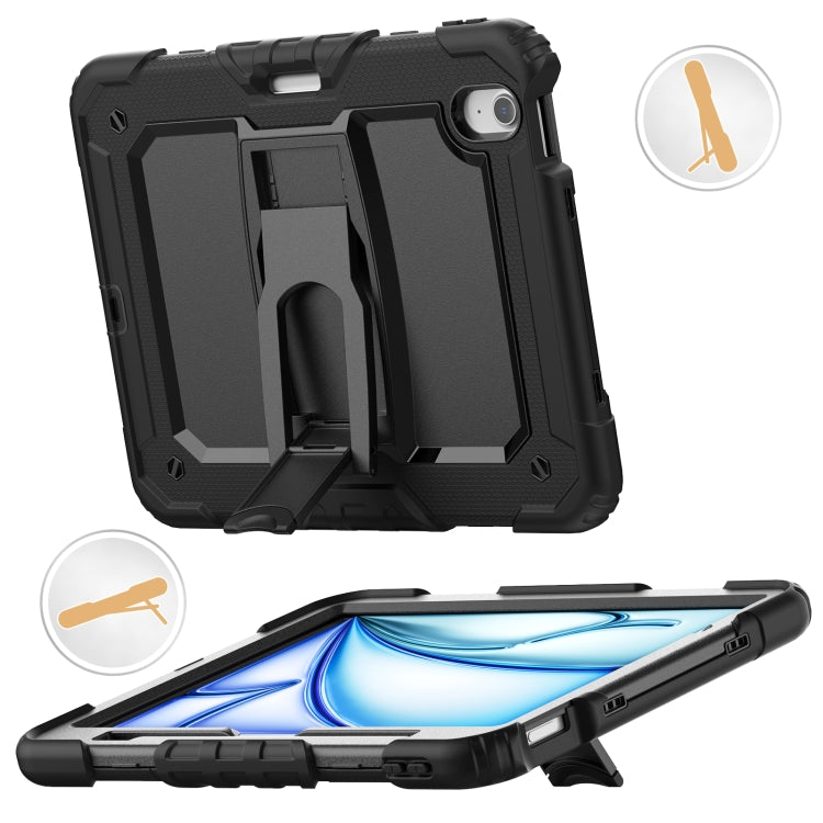 For iPad Air 11 2025 / 2024 Silicone Hydric PC Tablet Case with Shoulder Strap & Holder(Black) - iPad Air 11 2025 / 2024 Cases by PMC TechLife | Online Shopping South Africa | PMC TechLife | Buy Now Pay Later Mobicred