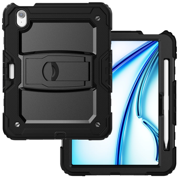 For iPad Air 11 2025 / 2024 Silicone Hydric PC Tablet Case with Shoulder Strap & Holder(Black) - iPad Air 11 2025 / 2024 Cases by PMC TechLife | Online Shopping South Africa | PMC TechLife | Buy Now Pay Later Mobicred
