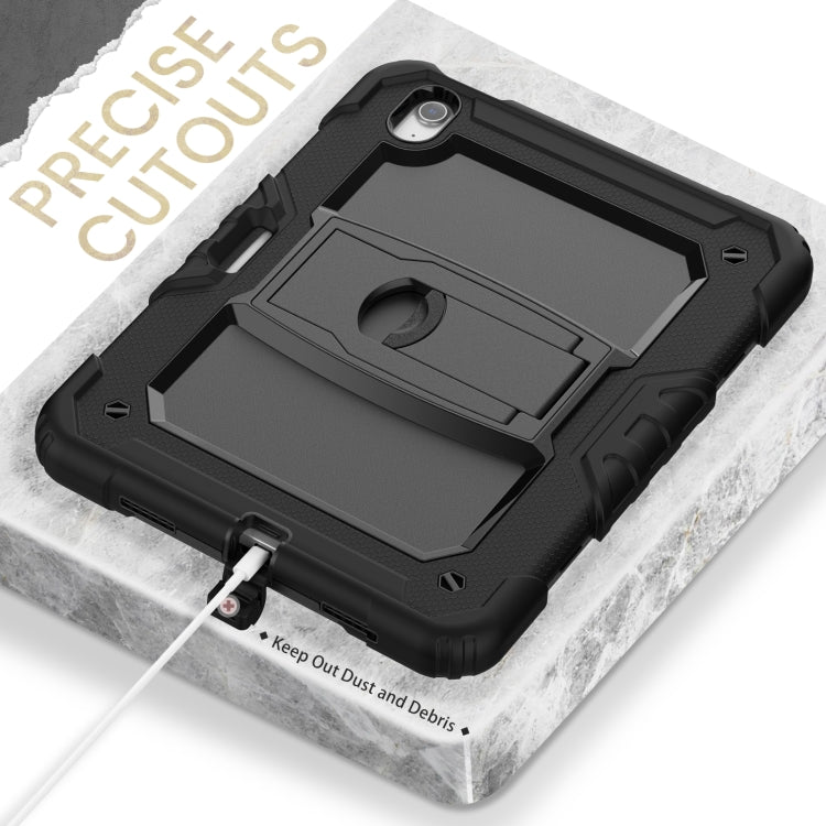 For iPad Air 11 2025 / 2024 Silicone Hydric PC Tablet Case with Shoulder Strap & Holder(Black) - iPad Air 11 2025 / 2024 Cases by PMC TechLife | Online Shopping South Africa | PMC TechLife | Buy Now Pay Later Mobicred