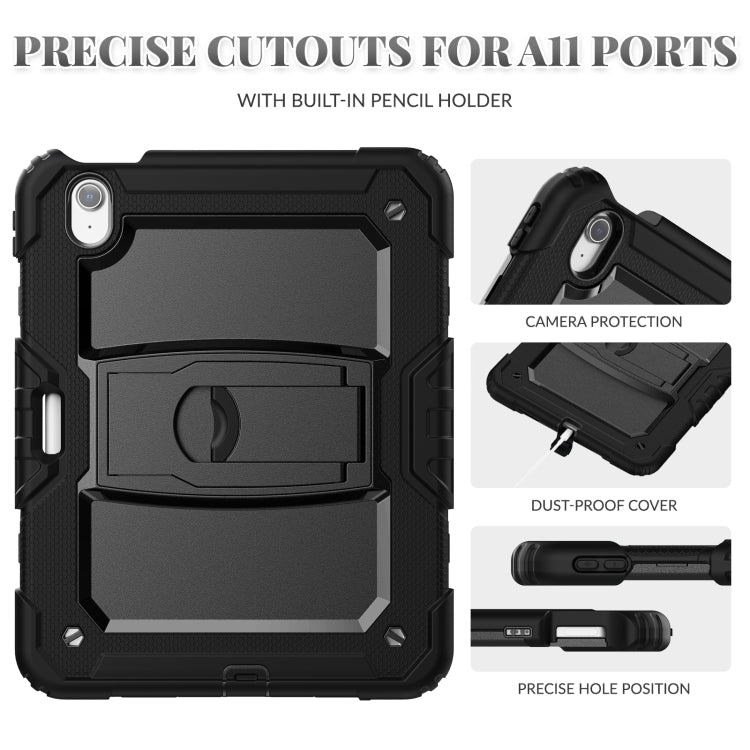 For iPad Air 11 2025 / 2024 Silicone Hydric PC Tablet Case with Shoulder Strap & Holder(Black) - iPad Air 11 2025 / 2024 Cases by PMC TechLife | Online Shopping South Africa | PMC TechLife | Buy Now Pay Later Mobicred