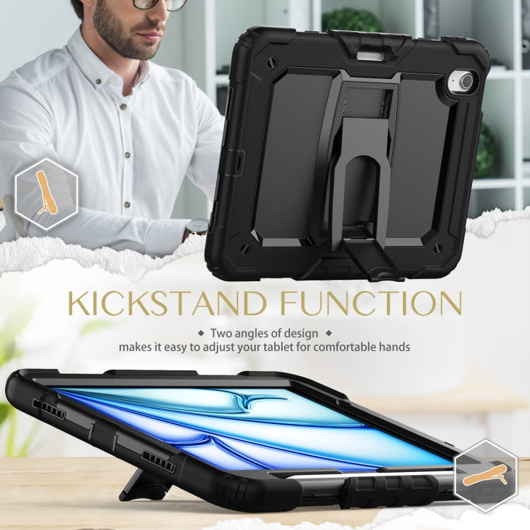 For iPad Air 11 2025 / 2024 Silicone Hydric PC Tablet Case with Shoulder Strap & Holder(Black) - iPad Air 11 2025 / 2024 Cases by PMC TechLife | Online Shopping South Africa | PMC TechLife | Buy Now Pay Later Mobicred