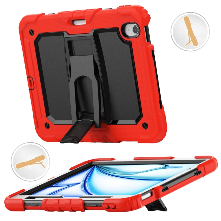 For iPad Air 11 2025 / 2024 Silicone Hydric PC Tablet Case with Shoulder Strap & Holder(Red) - iPad Air 11 2025 / 2024 Cases by PMC TechLife | Online Shopping South Africa | PMC TechLife | Buy Now Pay Later Mobicred