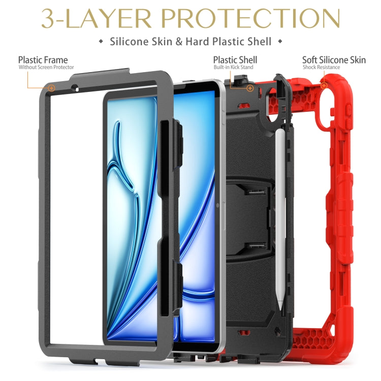 For iPad Air 11 2025 / 2024 Silicone Hydric PC Tablet Case with Shoulder Strap & Holder(Red) - iPad Air 11 2025 / 2024 Cases by PMC TechLife | Online Shopping South Africa | PMC TechLife | Buy Now Pay Later Mobicred