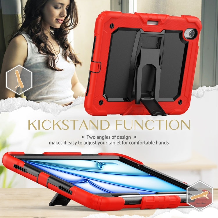 For iPad Air 11 2025 / 2024 Silicone Hydric PC Tablet Case with Shoulder Strap & Holder(Red) - iPad Air 11 2025 / 2024 Cases by PMC TechLife | Online Shopping South Africa | PMC TechLife | Buy Now Pay Later Mobicred