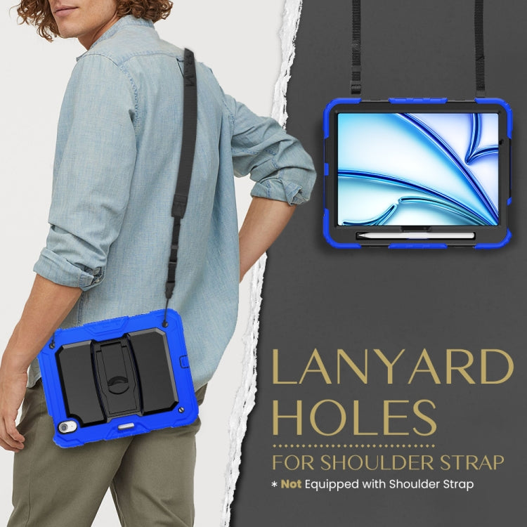 For iPad Air 11 2025 / 2024 Silicone Hydric PC Tablet Case with Shoulder Strap & Holder(Blue) - iPad Air 11 2025 / 2024 Cases by PMC TechLife | Online Shopping South Africa | PMC TechLife | Buy Now Pay Later Mobicred