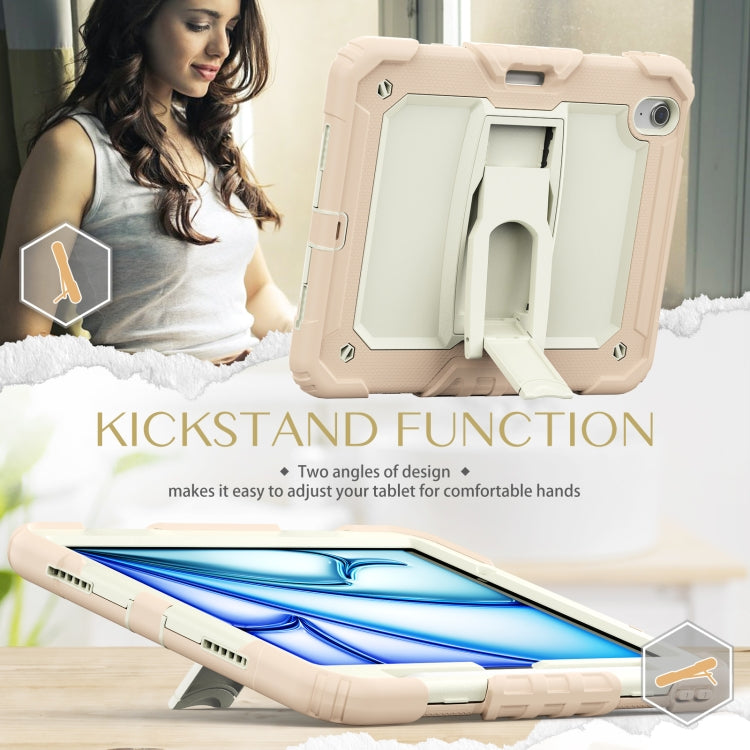 For iPad Air 11 2024 Silicone Hydric PC Tablet Case with Shoulder Strap & Holder(Rose Gold) - iPad Air 11 2024 Cases by PMC TechLife | Online Shopping South Africa | PMC TechLife | Buy Now Pay Later Mobicred