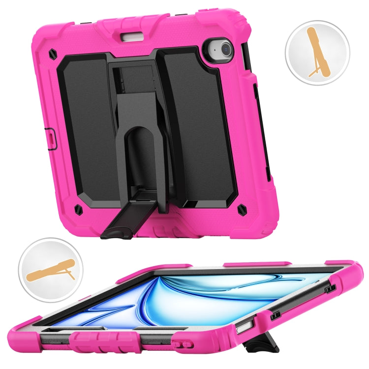 For iPad Air 11 2024 Silicone Hydric PC Tablet Case with Shoulder Strap & Holder(Rose Red) - iPad Air 11 2024 Cases by PMC TechLife | Online Shopping South Africa | PMC TechLife | Buy Now Pay Later Mobicred