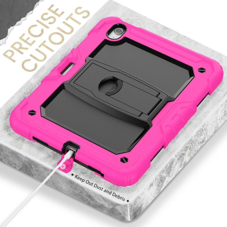 For iPad Air 11 2024 Silicone Hydric PC Tablet Case with Shoulder Strap & Holder(Rose Red) - iPad Air 11 2024 Cases by PMC TechLife | Online Shopping South Africa | PMC TechLife | Buy Now Pay Later Mobicred