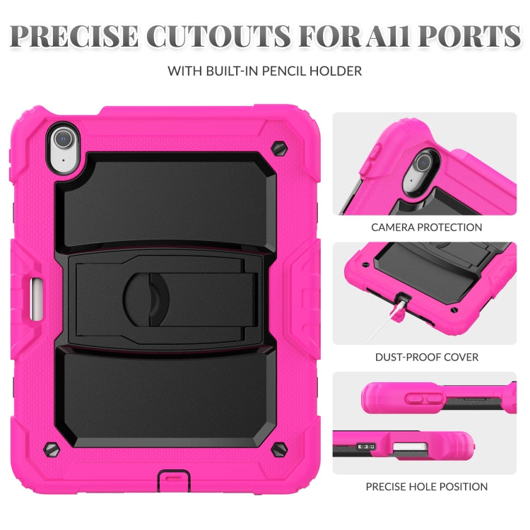 For iPad Air 11 2024 Silicone Hydric PC Tablet Case with Shoulder Strap & Holder(Rose Red) - iPad Air 11 2024 Cases by PMC TechLife | Online Shopping South Africa | PMC TechLife | Buy Now Pay Later Mobicred