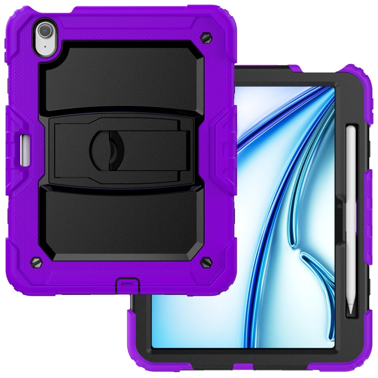 For iPad Air 11 2024 Silicone Hydric PC Tablet Case with Shoulder Strap & Holder(Purple) - iPad Air 11 2024 Cases by PMC TechLife | Online Shopping South Africa | PMC TechLife | Buy Now Pay Later Mobicred
