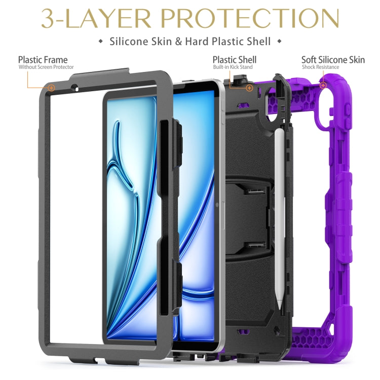For iPad Air 11 2024 Silicone Hydric PC Tablet Case with Shoulder Strap & Holder(Purple) - iPad Air 11 2024 Cases by PMC TechLife | Online Shopping South Africa | PMC TechLife | Buy Now Pay Later Mobicred
