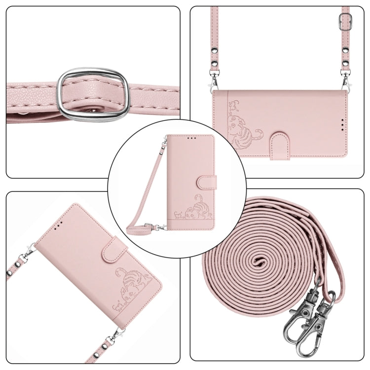 For Blackview A53 Cat Rat Embossed Pattern RFID Leather Phone Case with Lanyard(Pink) - More Brand by PMC TechLife | Online Shopping South Africa | PMC TechLife | Buy Now Pay Later Mobicred