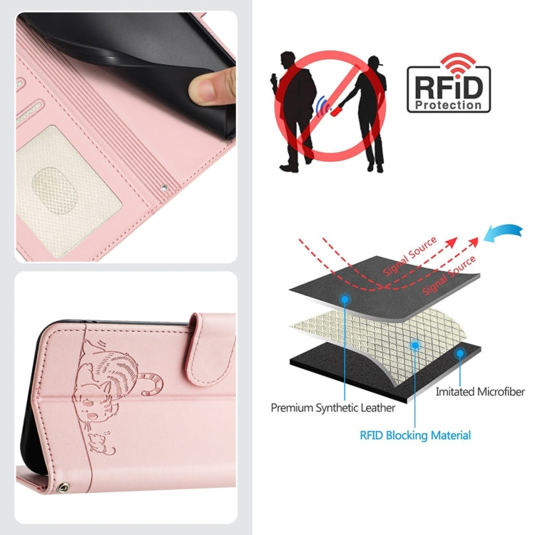 For Blackview Wave 6C Cat Rat Embossed Pattern RFID Leather Phone Case with Lanyard(Pink) - More Brand by PMC TechLife | Online Shopping South Africa | PMC TechLife | Buy Now Pay Later Mobicred