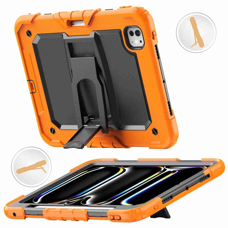 For iPad Pro 11 2024 Silicone Hydric PC Tablet Case with Shoulder Strap & Holder(Orange) - iPad Pro 11 2024 Cases by PMC TechLife | Online Shopping South Africa | PMC TechLife | Buy Now Pay Later Mobicred