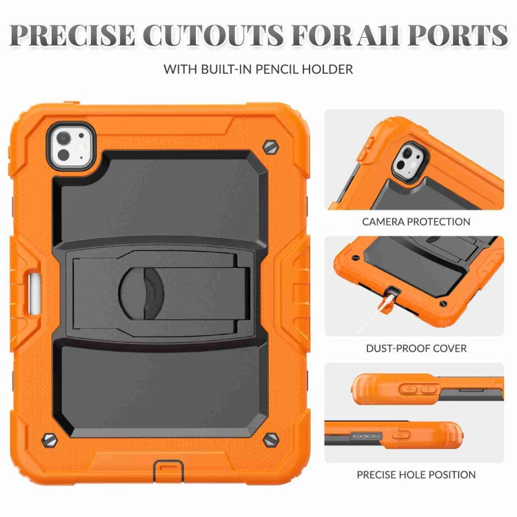 For iPad Pro 11 2024 Silicone Hydric PC Tablet Case with Shoulder Strap & Holder(Orange) - iPad Pro 11 2024 Cases by PMC TechLife | Online Shopping South Africa | PMC TechLife | Buy Now Pay Later Mobicred