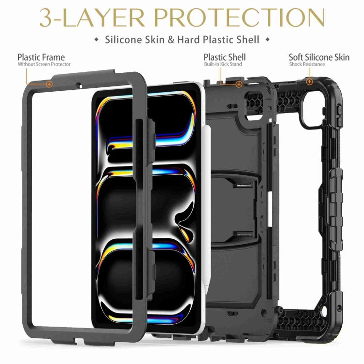 For iPad Pro 11 2024 Silicone Hydric PC Tablet Case with Shoulder Strap & Holder(Black) - free shipping - PMC TechLife - Order now!