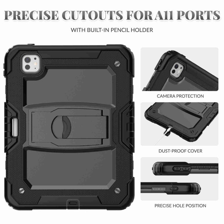 For iPad Pro 11 2024 Silicone Hydric PC Tablet Case with Shoulder Strap & Holder(Black) - free shipping - PMC TechLife - Order now!