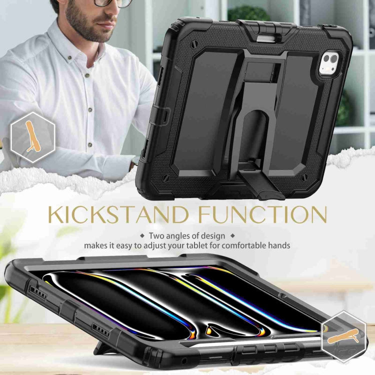 For iPad Pro 11 2024 Silicone Hydric PC Tablet Case with Shoulder Strap & Holder(Black) - free shipping - PMC TechLife - Order now!