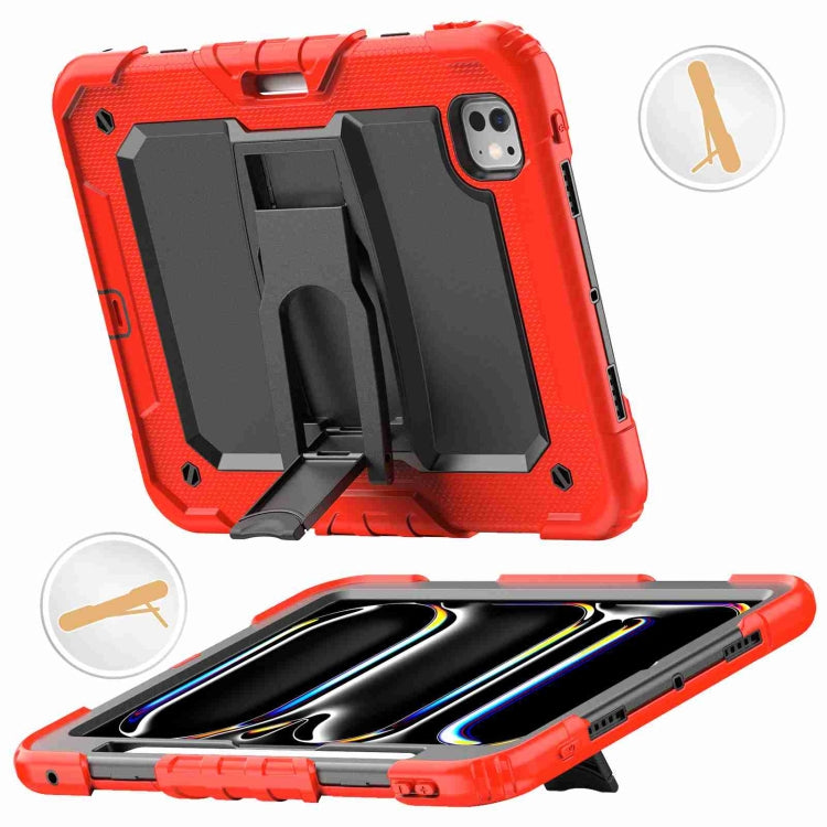 For iPad Pro 11 2024 Silicone Hydric PC Tablet Case with Shoulder Strap & Holder(Red) - iPad Pro 11 2024 Cases by PMC TechLife | Online Shopping South Africa | PMC TechLife | Buy Now Pay Later Mobicred