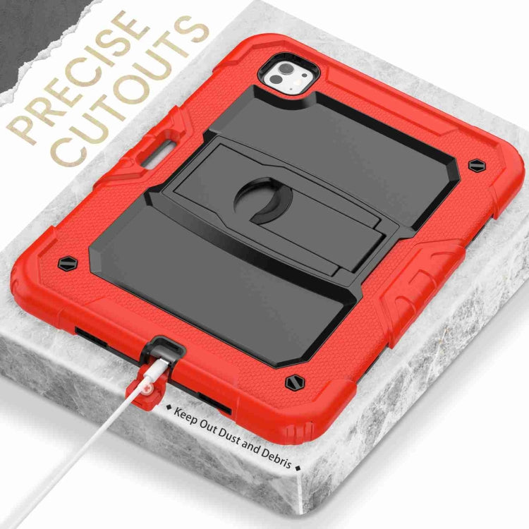 For iPad Pro 11 2024 Silicone Hydric PC Tablet Case with Shoulder Strap & Holder(Red) - iPad Pro 11 2024 Cases by PMC TechLife | Online Shopping South Africa | PMC TechLife | Buy Now Pay Later Mobicred