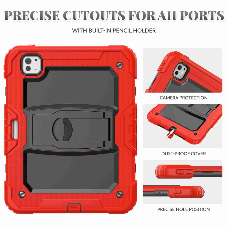 For iPad Pro 11 2024 Silicone Hydric PC Tablet Case with Shoulder Strap & Holder(Red) - iPad Pro 11 2024 Cases by PMC TechLife | Online Shopping South Africa | PMC TechLife | Buy Now Pay Later Mobicred