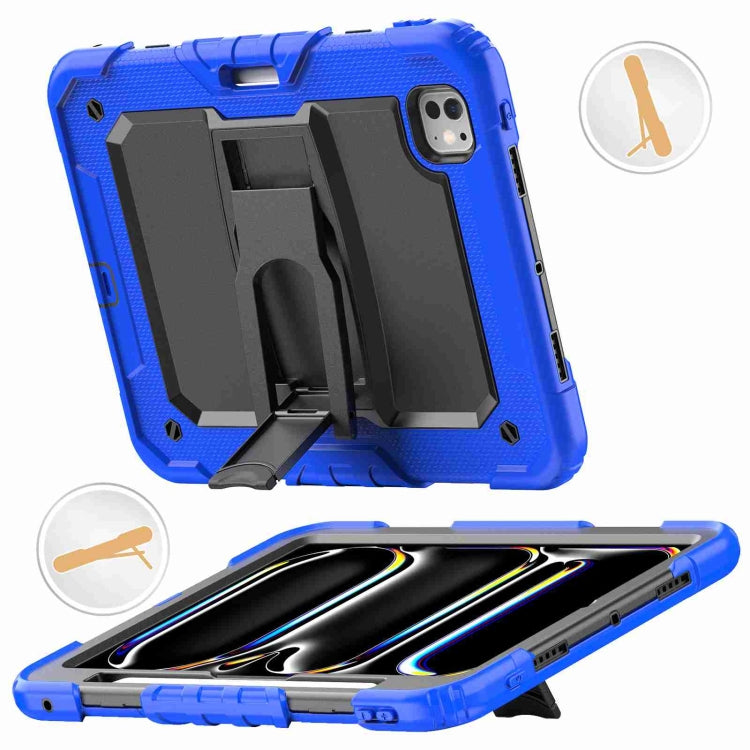 For iPad Pro 11 2024 Silicone Hydric PC Tablet Case with Shoulder Strap & Holder(Blue) - iPad Pro 11 2024 Cases by PMC TechLife | Online Shopping South Africa | PMC TechLife | Buy Now Pay Later Mobicred