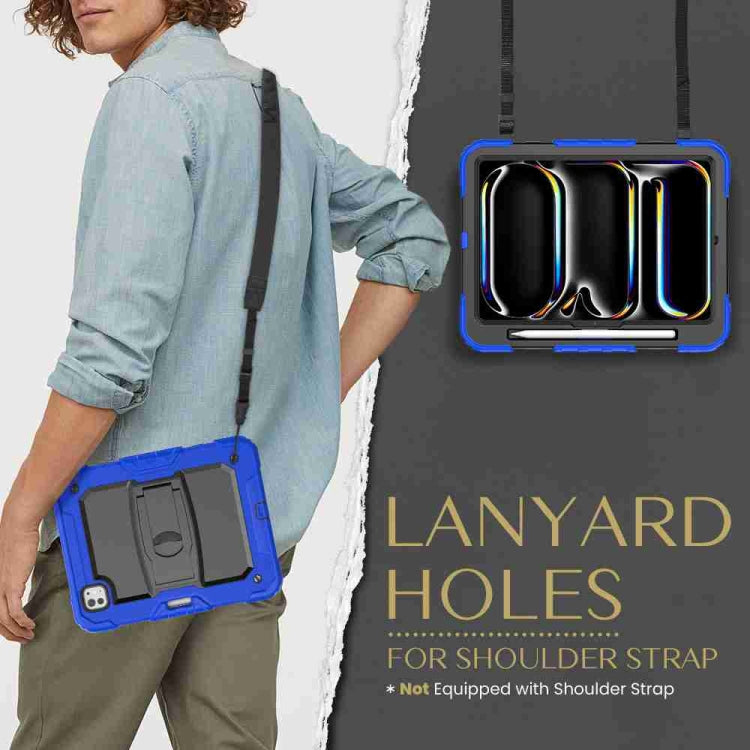 For iPad Pro 11 2024 Silicone Hydric PC Tablet Case with Shoulder Strap & Holder(Blue) - iPad Pro 11 2024 Cases by PMC TechLife | Online Shopping South Africa | PMC TechLife | Buy Now Pay Later Mobicred