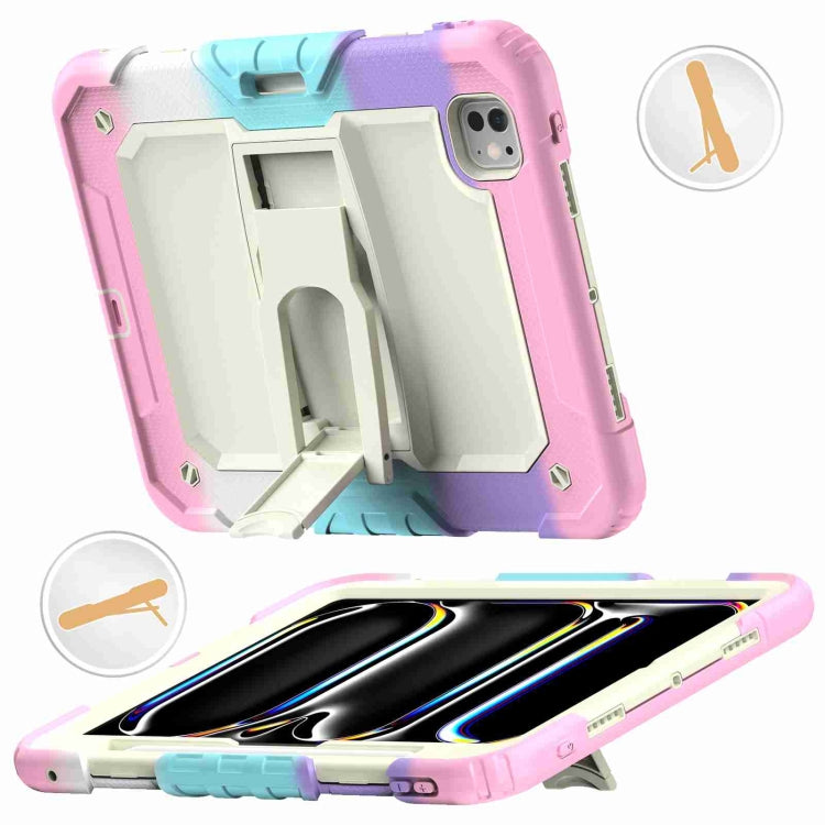 For iPad Pro 11 2024 Silicone Hydric PC Tablet Case with Shoulder Strap & Holder(Camouflage Pink) - iPad Pro 11 2024 Cases by PMC TechLife | Online Shopping South Africa | PMC TechLife | Buy Now Pay Later Mobicred