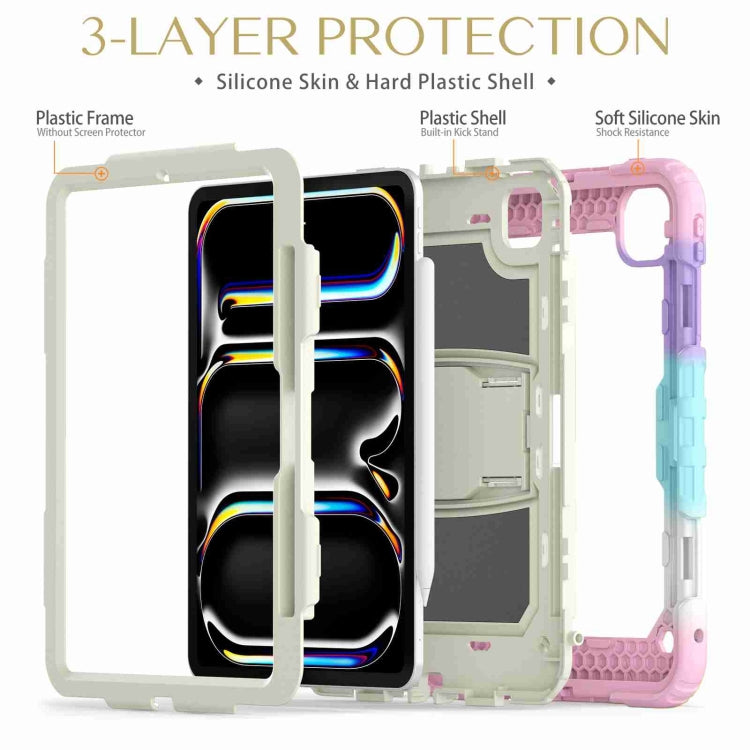 For iPad Pro 11 2024 Silicone Hydric PC Tablet Case with Shoulder Strap & Holder(Camouflage Pink) - iPad Pro 11 2024 Cases by PMC TechLife | Online Shopping South Africa | PMC TechLife | Buy Now Pay Later Mobicred