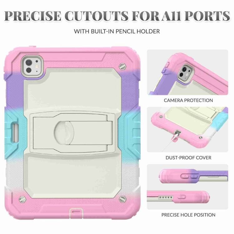 For iPad Pro 11 2024 Silicone Hydric PC Tablet Case with Shoulder Strap & Holder(Camouflage Pink) - iPad Pro 11 2024 Cases by PMC TechLife | Online Shopping South Africa | PMC TechLife | Buy Now Pay Later Mobicred