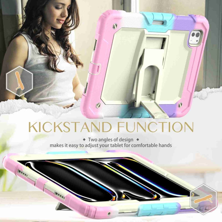 For iPad Pro 11 2024 Silicone Hydric PC Tablet Case with Shoulder Strap & Holder(Camouflage Pink) - iPad Pro 11 2024 Cases by PMC TechLife | Online Shopping South Africa | PMC TechLife | Buy Now Pay Later Mobicred