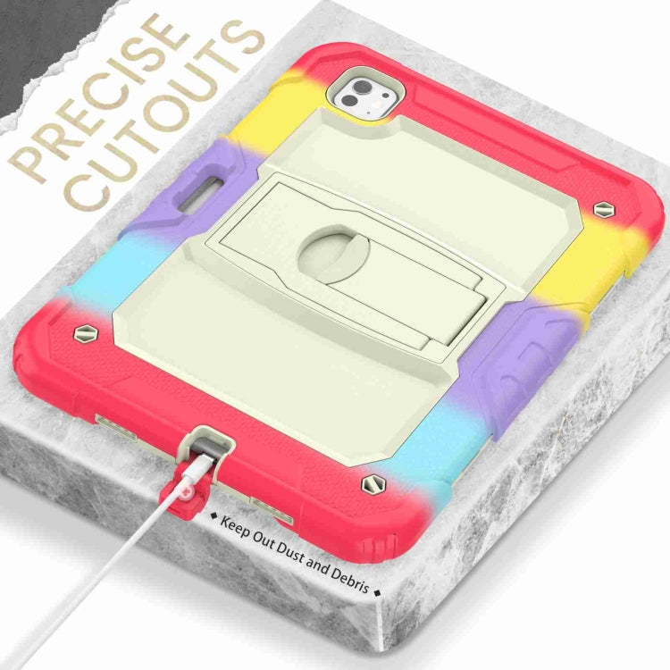 For iPad Pro 11 2024 Silicone Hydric PC Tablet Case with Shoulder Strap & Holder(Camouflage Red) - iPad Pro 11 2024 Cases by PMC TechLife | Online Shopping South Africa | PMC TechLife | Buy Now Pay Later Mobicred