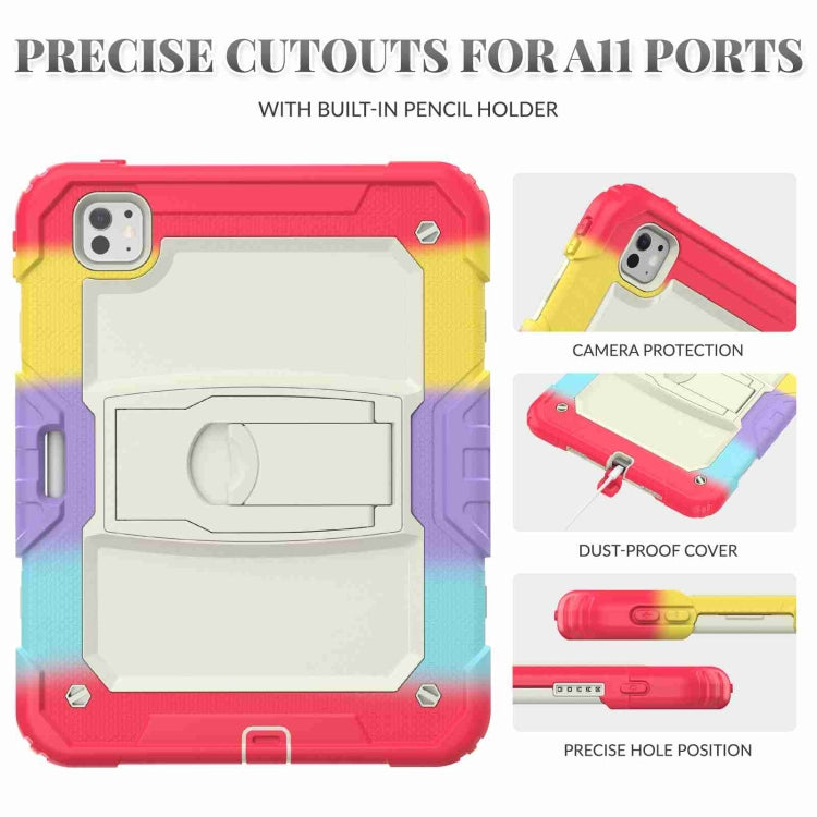 For iPad Pro 11 2024 Silicone Hydric PC Tablet Case with Shoulder Strap & Holder(Camouflage Red) - iPad Pro 11 2024 Cases by PMC TechLife | Online Shopping South Africa | PMC TechLife | Buy Now Pay Later Mobicred