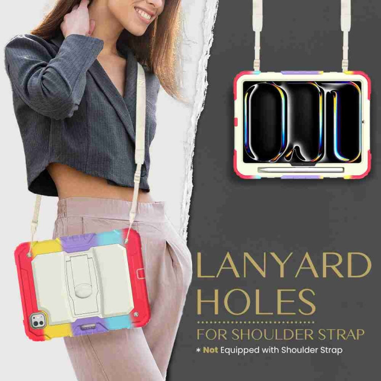 For iPad Pro 11 2024 Silicone Hydric PC Tablet Case with Shoulder Strap & Holder(Camouflage Red) - iPad Pro 11 2024 Cases by PMC TechLife | Online Shopping South Africa | PMC TechLife | Buy Now Pay Later Mobicred