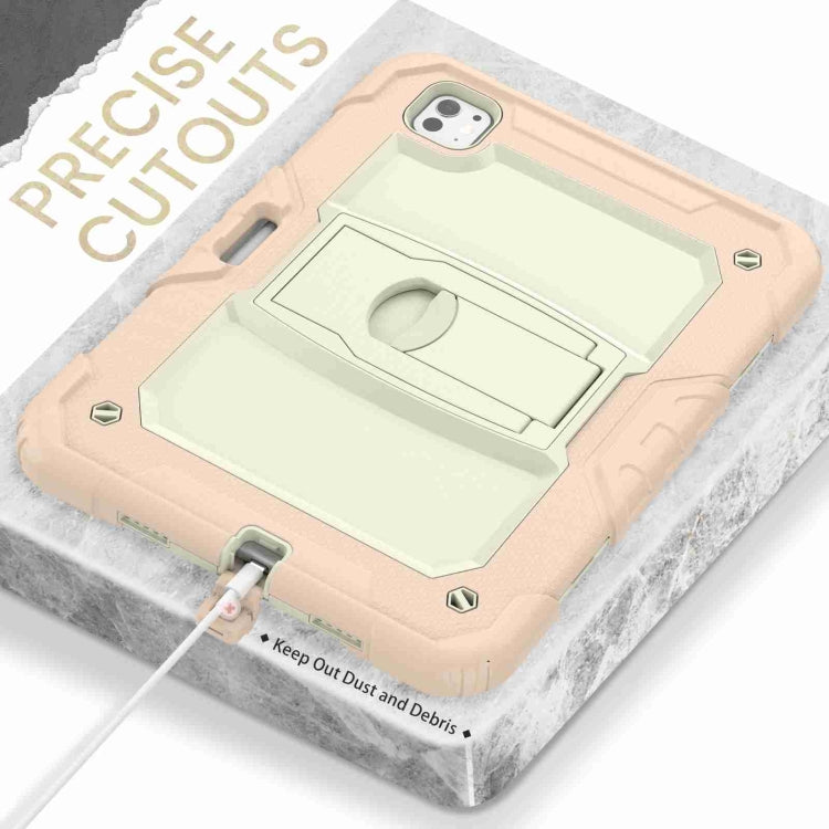 For iPad Pro 11 2024 Silicone Hydric PC Tablet Case with Shoulder Strap & Holder(Beige Rose Gold) - iPad Pro 11 2024 Cases by PMC TechLife | Online Shopping South Africa | PMC TechLife | Buy Now Pay Later Mobicred