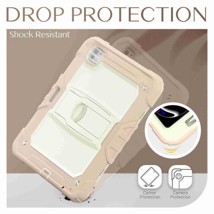 For iPad Pro 11 2024 Silicone Hydric PC Tablet Case with Shoulder Strap & Holder(Beige Rose Gold) - iPad Pro 11 2024 Cases by PMC TechLife | Online Shopping South Africa | PMC TechLife | Buy Now Pay Later Mobicred