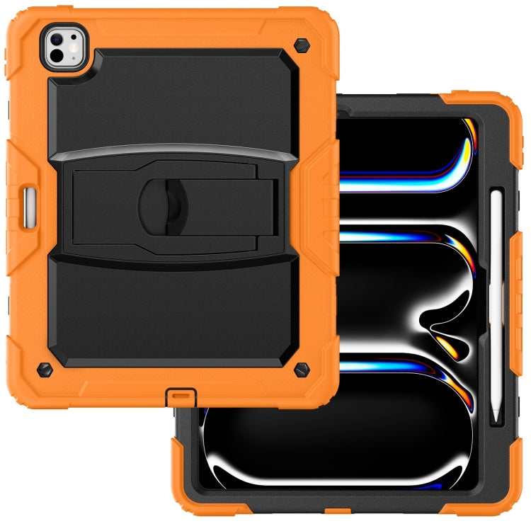 For iPad Pro 13 2024 Silicone Hydric PC Tablet Case with Shoulder Strap & Holder(Orange) - iPad Pro 13 2024 Cases by PMC TechLife | Online Shopping South Africa | PMC TechLife | Buy Now Pay Later Mobicred