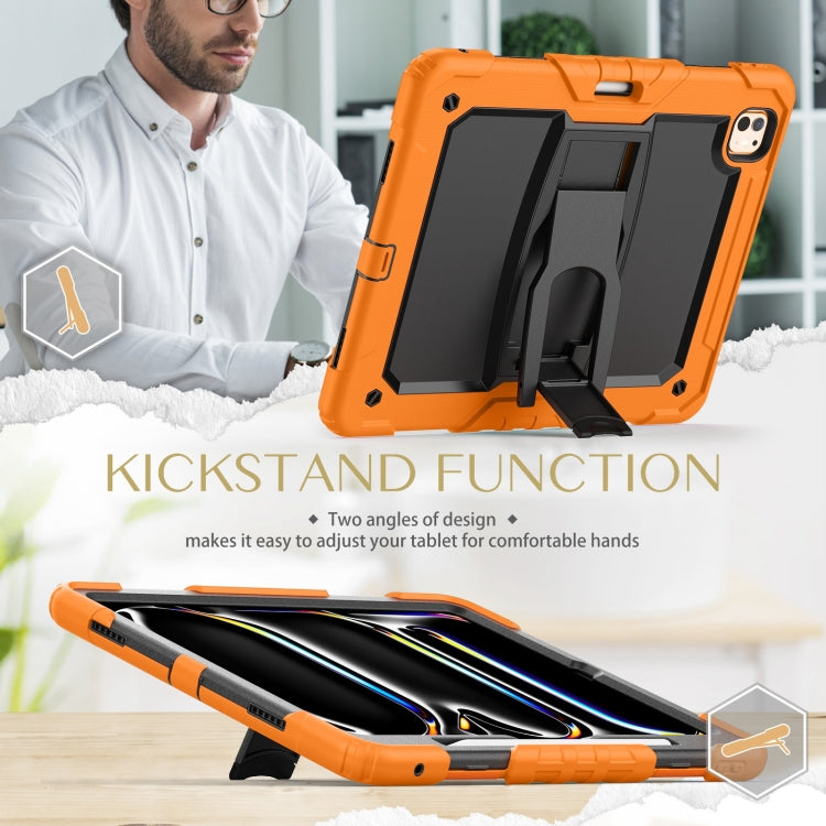 For iPad Pro 13 2024 Silicone Hydric PC Tablet Case with Shoulder Strap & Holder(Orange) - iPad Pro 13 2024 Cases by PMC TechLife | Online Shopping South Africa | PMC TechLife | Buy Now Pay Later Mobicred