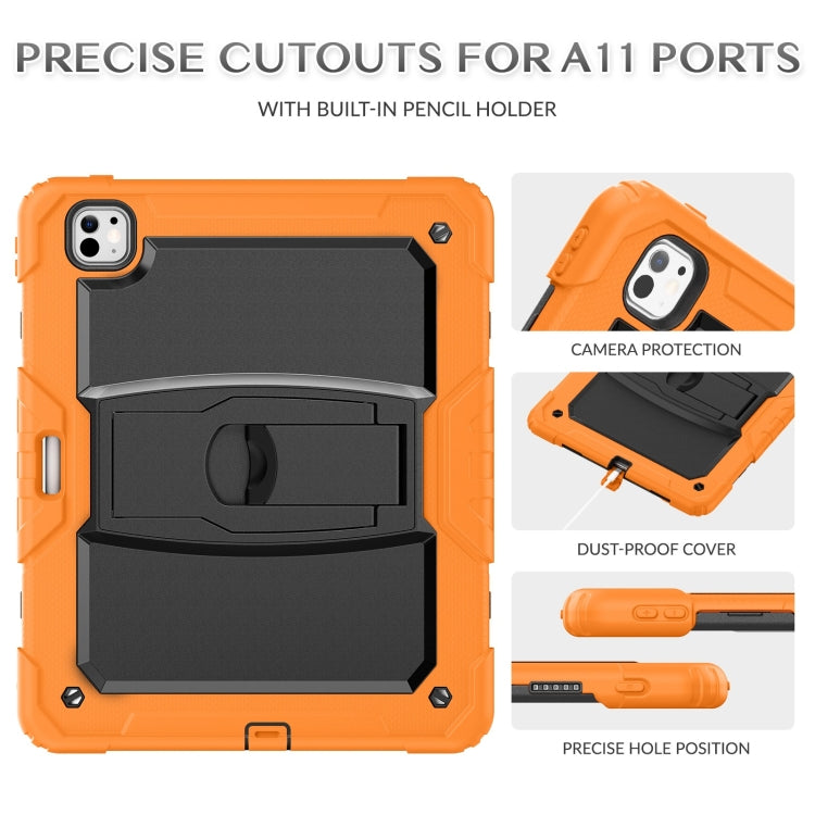 For iPad Pro 13 2024 Silicone Hydric PC Tablet Case with Shoulder Strap & Holder(Orange) - iPad Pro 13 2024 Cases by PMC TechLife | Online Shopping South Africa | PMC TechLife | Buy Now Pay Later Mobicred