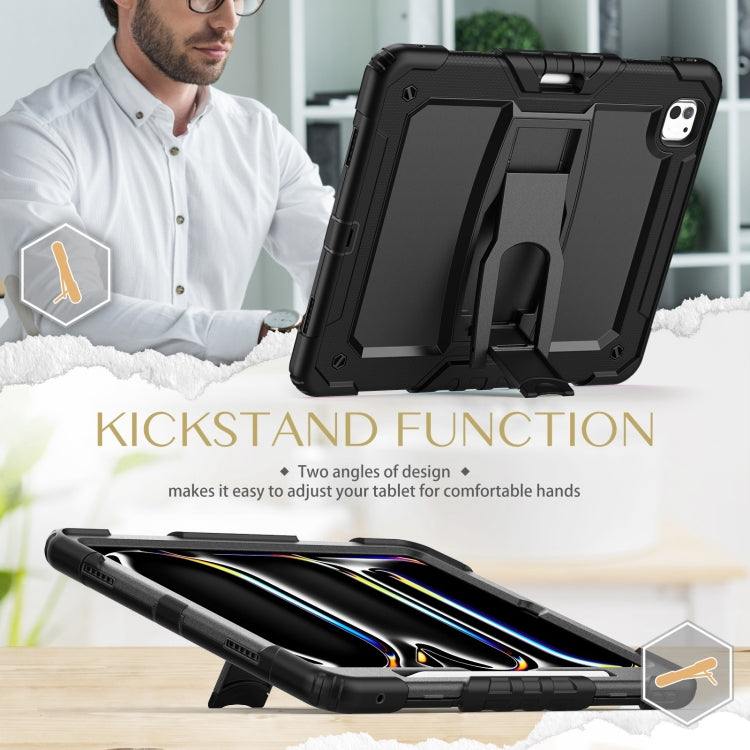 For iPad Pro 13 2024 Silicone Hydric PC Tablet Case with Shoulder Strap & Holder(Black) - iPad Pro 13 2024 Cases by PMC TechLife | Online Shopping South Africa | PMC TechLife | Buy Now Pay Later Mobicred