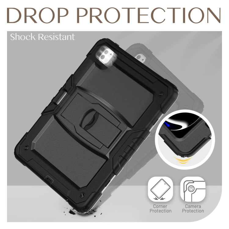 For iPad Pro 13 2024 Silicone Hydric PC Tablet Case with Shoulder Strap & Holder(Black) - iPad Pro 13 2024 Cases by PMC TechLife | Online Shopping South Africa | PMC TechLife | Buy Now Pay Later Mobicred