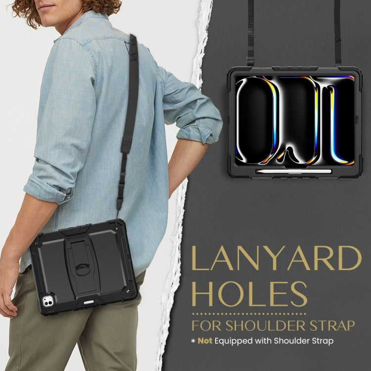 For iPad Pro 13 2024 Silicone Hydric PC Tablet Case with Shoulder Strap & Holder(Black) - iPad Pro 13 2024 Cases by PMC TechLife | Online Shopping South Africa | PMC TechLife | Buy Now Pay Later Mobicred