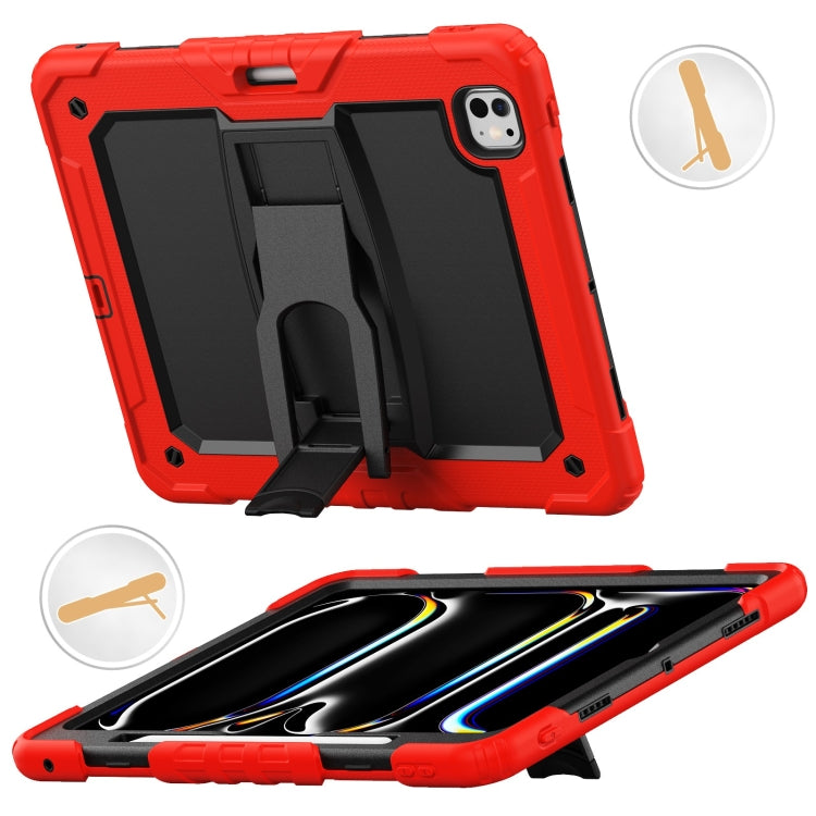 For iPad Pro 13 2024 Silicone Hydric PC Tablet Case with Shoulder Strap & Holder(Red) - iPad Pro 13 2024 Cases by PMC TechLife | Online Shopping South Africa | PMC TechLife | Buy Now Pay Later Mobicred