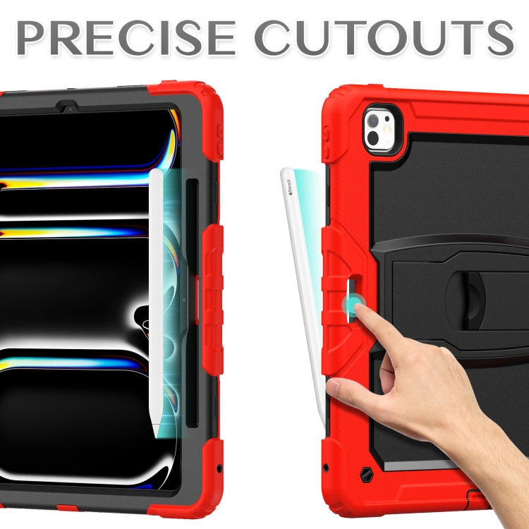 For iPad Pro 13 2024 Silicone Hydric PC Tablet Case with Shoulder Strap & Holder(Red) - iPad Pro 13 2024 Cases by PMC TechLife | Online Shopping South Africa | PMC TechLife | Buy Now Pay Later Mobicred