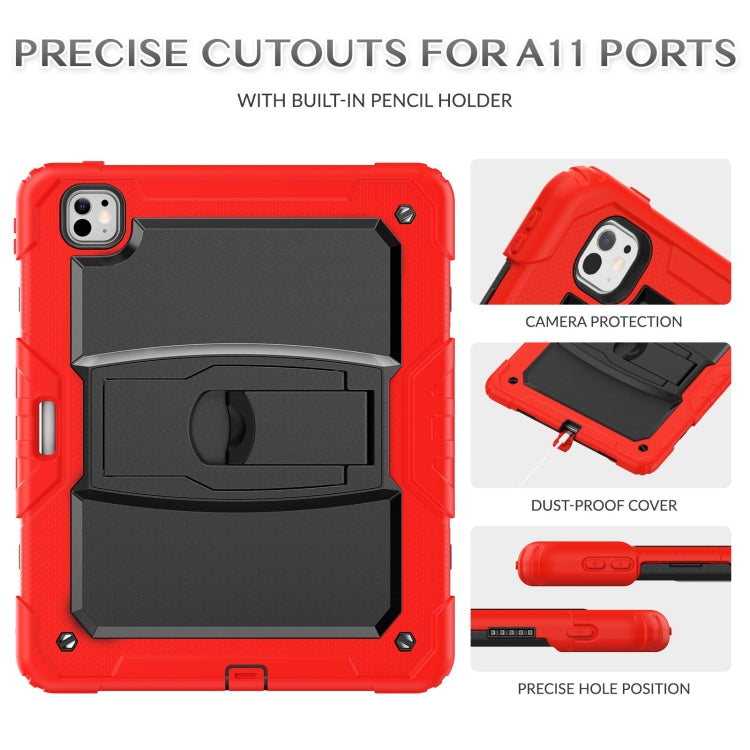 For iPad Pro 13 2024 Silicone Hydric PC Tablet Case with Shoulder Strap & Holder(Red) - iPad Pro 13 2024 Cases by PMC TechLife | Online Shopping South Africa | PMC TechLife | Buy Now Pay Later Mobicred