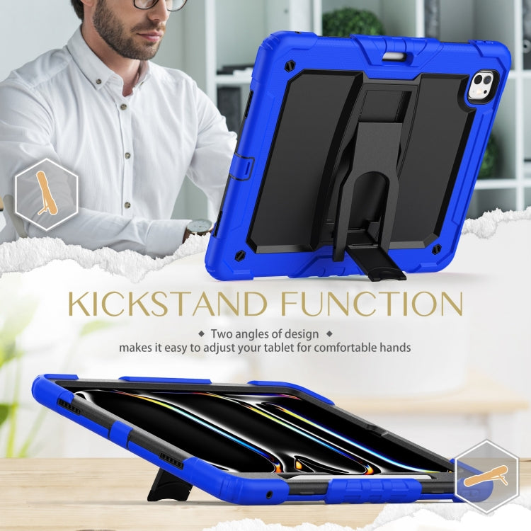 For iPad Pro 13 2024 Silicone Hydric PC Tablet Case with Shoulder Strap & Holder(Blue) - iPad Pro 13 2024 Cases by PMC TechLife | Online Shopping South Africa | PMC TechLife | Buy Now Pay Later Mobicred
