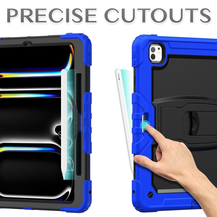 For iPad Pro 13 2024 Silicone Hydric PC Tablet Case with Shoulder Strap & Holder(Blue) - iPad Pro 13 2024 Cases by PMC TechLife | Online Shopping South Africa | PMC TechLife | Buy Now Pay Later Mobicred