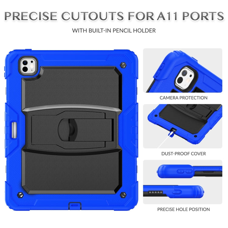 For iPad Pro 13 2024 Silicone Hydric PC Tablet Case with Shoulder Strap & Holder(Blue) - iPad Pro 13 2024 Cases by PMC TechLife | Online Shopping South Africa | PMC TechLife | Buy Now Pay Later Mobicred