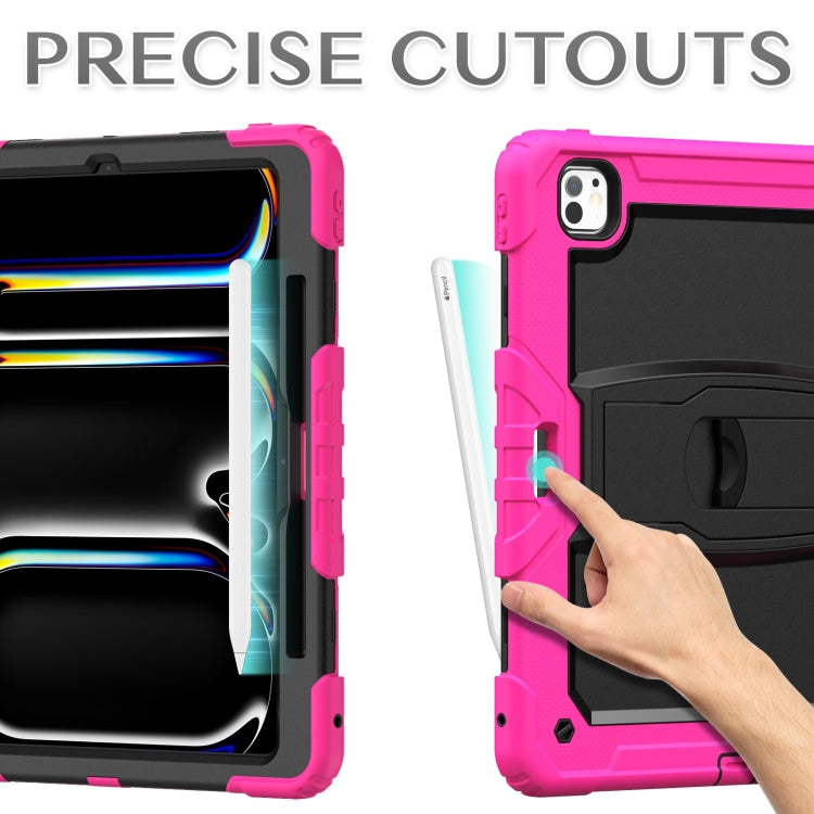 For iPad Pro 13 2024 Silicone Hydric PC Tablet Case with Shoulder Strap & Holder(Rose Red) - iPad Pro 13 2024 Cases by PMC TechLife | Online Shopping South Africa | PMC TechLife | Buy Now Pay Later Mobicred